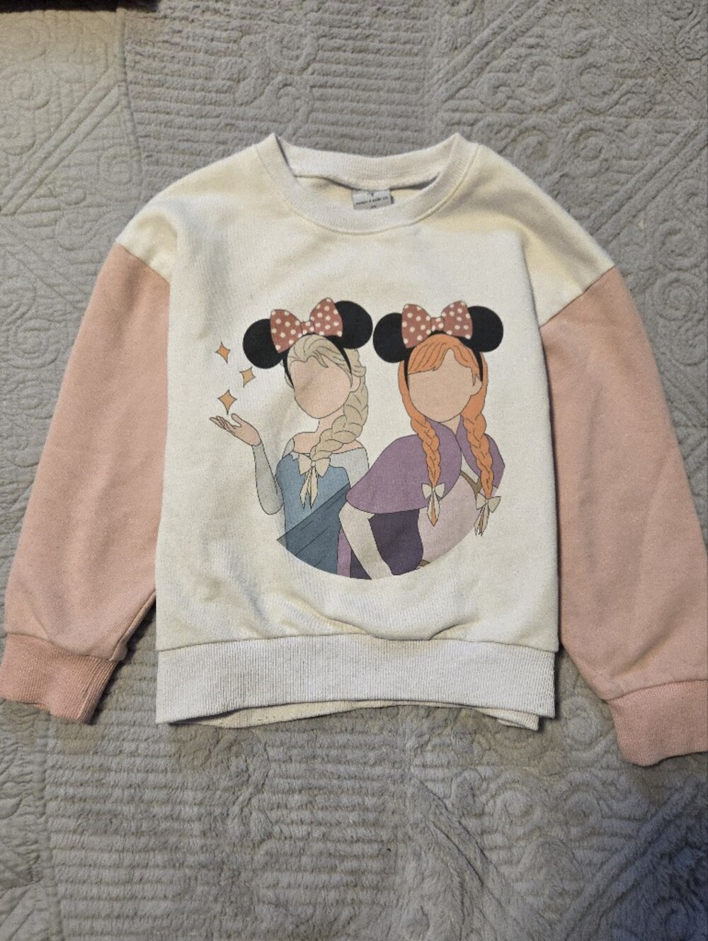 Sweet Pea Cream Sweatshirt with Pink Sleeves Frozen Design 7/8